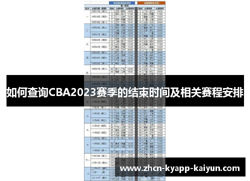 如何查询CBA2023赛季的结束时间及相关赛程安排
